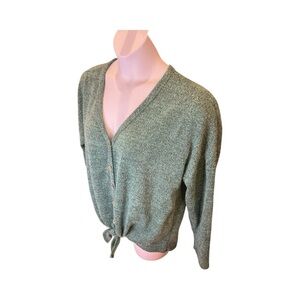 1.4.3. Story by Line Up Green Button-Up Cardigan Medium Tie Front soft texture